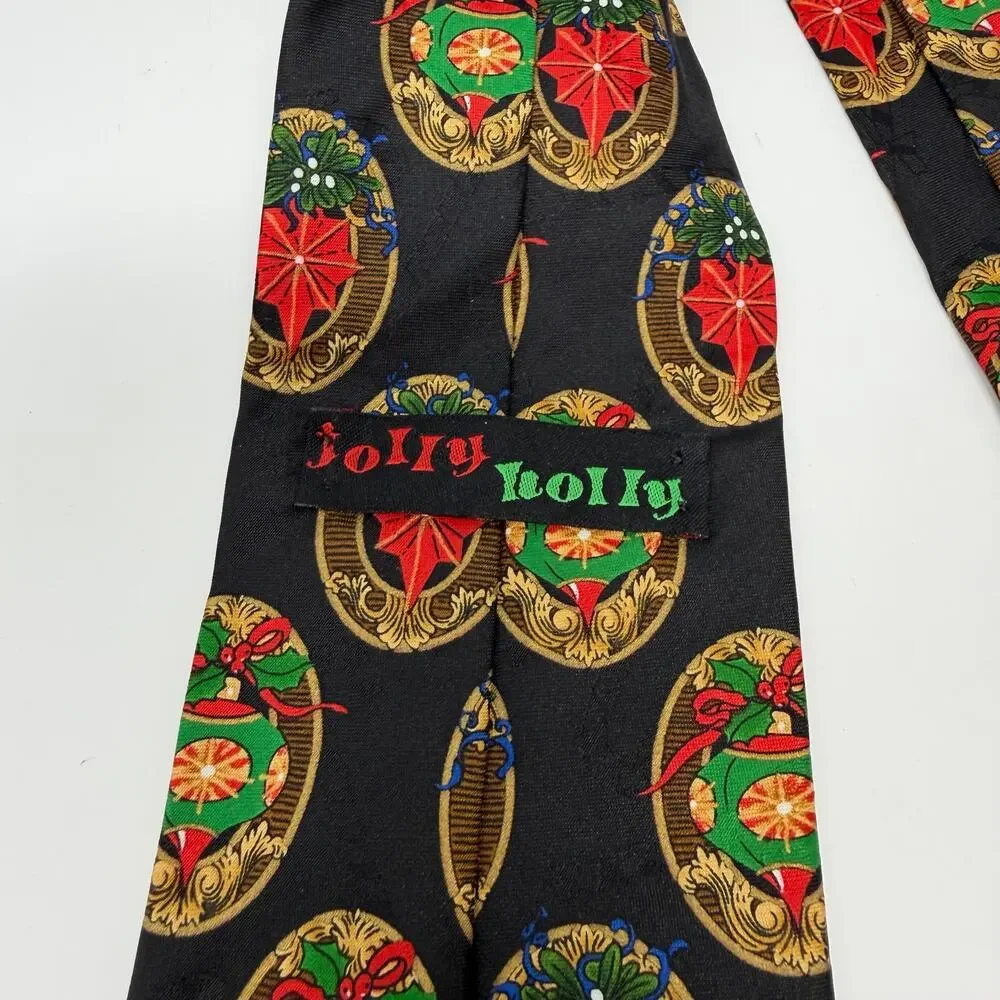 Vintage Jolly Holly Christmas Holiday Novelty Tie